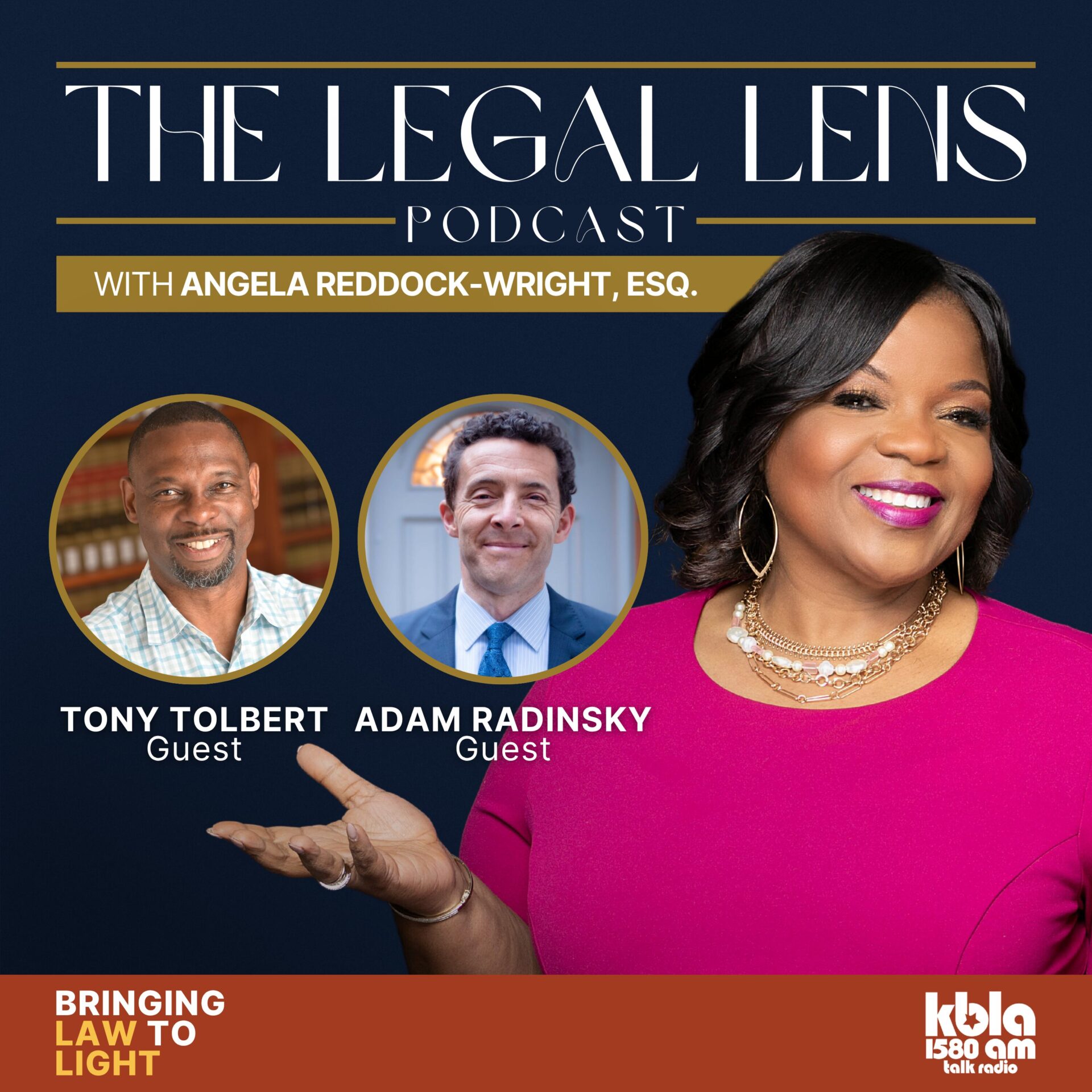 A flyer promoting a recent episode of the Legal Lens Podcast that revolved around Trump, Reparations for Slavery, and specifically Tulsa race massacre reparations. 