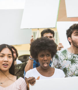 Students protesting at a college, which is a common occurrence and a reason to understand how campus protests may affect student job opportunities.
