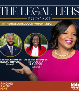 A flyer promoting an episode of the Legal Lens Podcast that featured two guests, the second of which was Rhodesia Ransom.